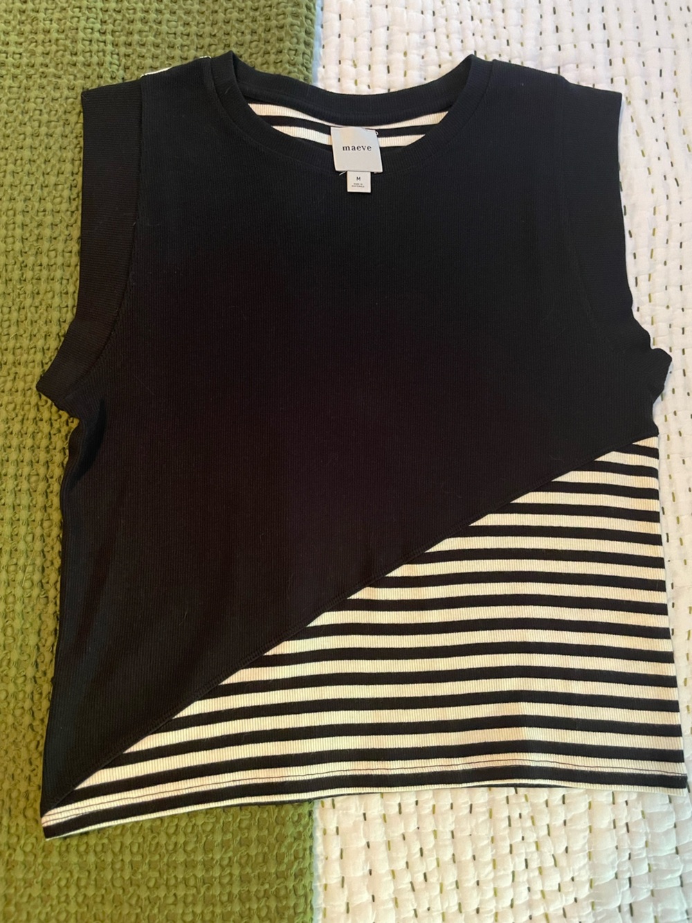 Maeve NWOT Black & White Ribbed Knit Cropped Shirt